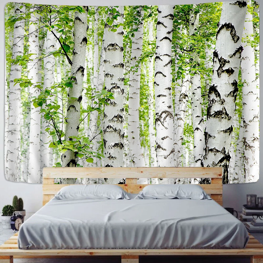 

Nature landscape Birch Forest Printed Large Wall Tapestry Hippie Wall Hanging Bohemian Wall Tapestries Mandala Wall Art Decor