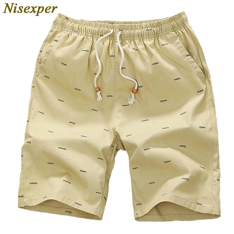 Шорты Nisexper мужские с эластичным поясом хлопковые спортивные штаны пляжные