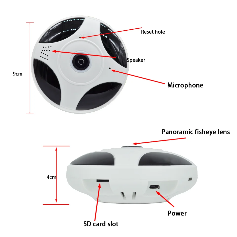 WakeView 360 камера Full view двухсторонняя аудио WIFI панорамная vr IR 1.3MP/2MP/3MP рыбий глаз