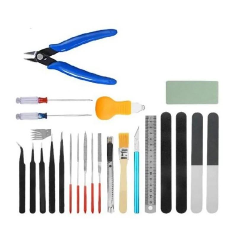 

28PCS Model Tools Kit Hobby Building Tools Set for Cars,Airplanes,Buildings,Robots Models Building Repairing and Fixing