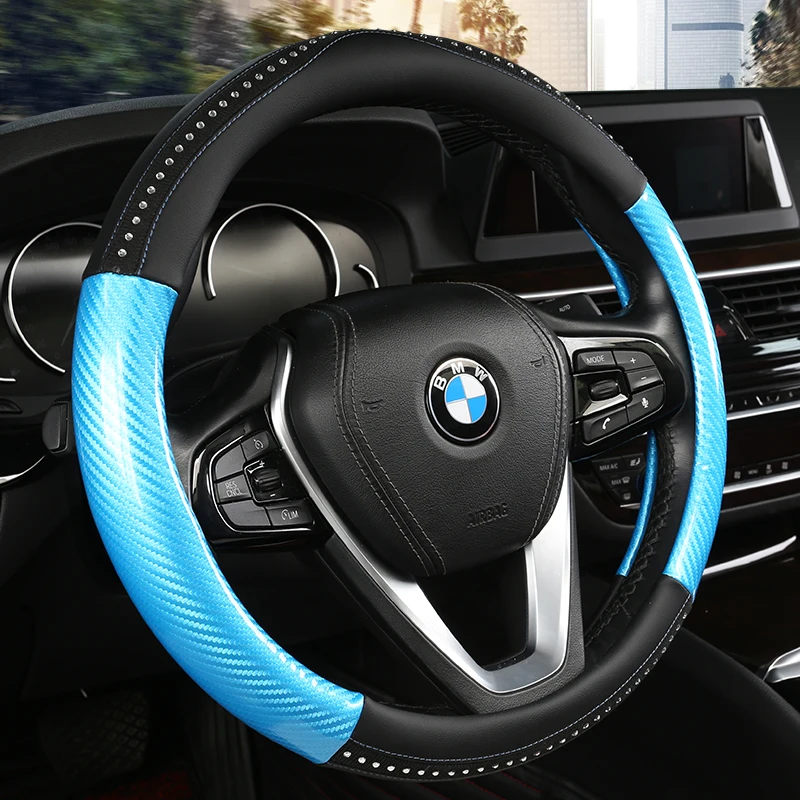 

Universal Car PU Leather Steering-Wheel Covers Anti-slip Skidproof Durable 38CM/15" Dynamic Fibre Handmade Steering Wheel Cover