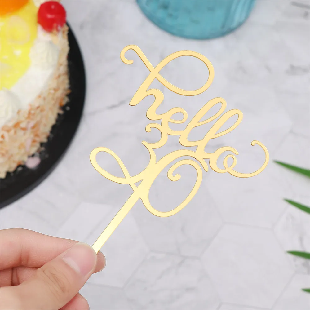 1 шт. новый милый Золотой акриловый Топпер для торта с буквенным номером Hello