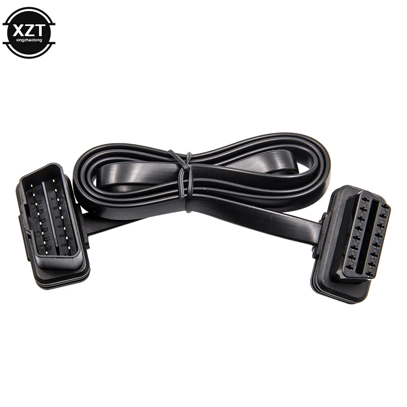 Новый плоский тонкий OBD кабель 16Pin ELM327 2 интерфейса мужчин и женщин Локоть OBDII