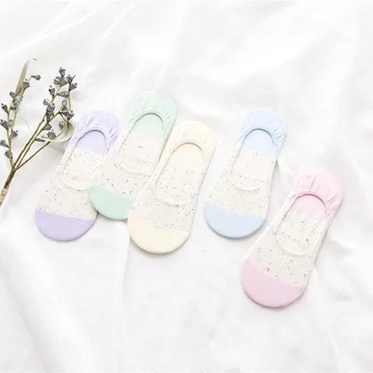 Носки-невидимки женские с цветными фруктами удобные милые хлопковые короткие