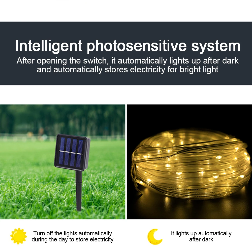 

22m Solar String Lights Set LED Garden Rope Fairy Lights Waterproof Solar Powered String Lamps for Outdoor Courtyard Decor