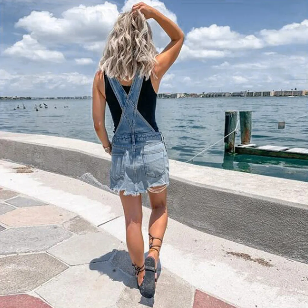 Женское мини-платье на бретельках Home &amp Nest джинсовый сексуальный комбинезон с