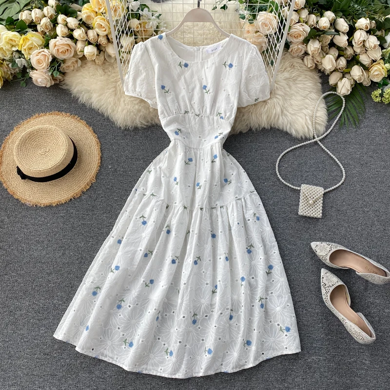 Платье SINGRAIN женское ТРАПЕЦИЕВИДНОЕ с вышивкой элегантное простая уличная одежда