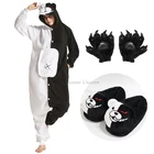 Пижама-кигуруми Monokuma, единорог, комбинезон для взрослых, аниме, комбинезон в виде медведя, черно-белые пижамы с животными, женский комбинезон костюм для Хэллоуина вечеринки
