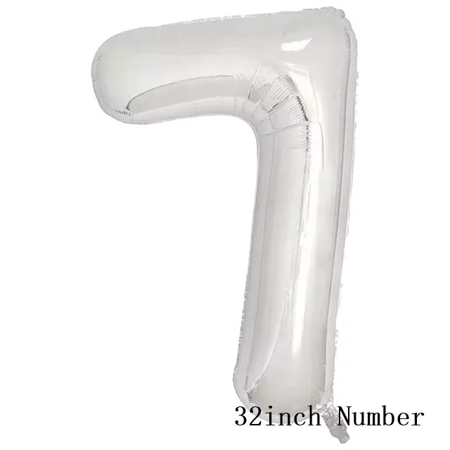 32inch Number 7 Золотистый, серебристый, металлический латексный воздушный шар 18 30 40 50 60 70 80 90 лет с номером в честь Дня Рождения вечерние воздушные шары из фольги для взрослых - Цвет: 32inch Number 7