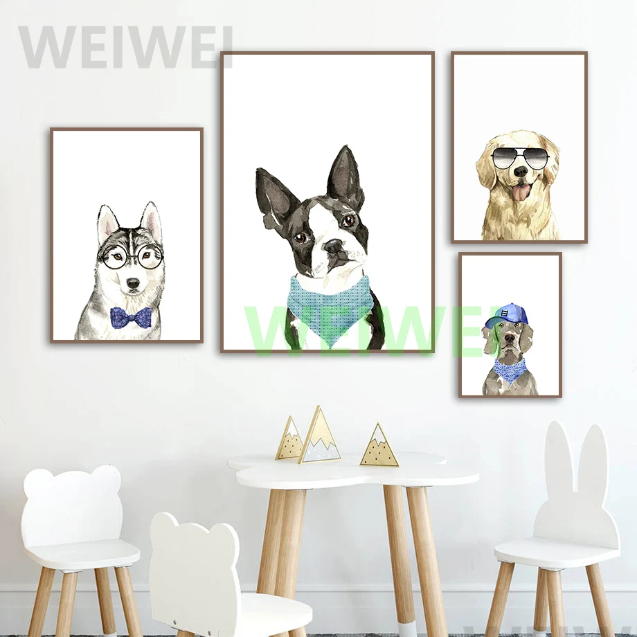 

French Bulldog Golden Pet Dog Wall Art Canvas Painting Nordic Posters Prints Room Decor Pictures For Home Decoration WEIWEI