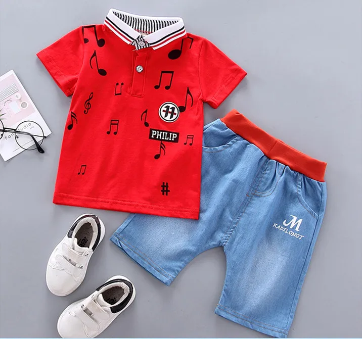 2020 New Children's Clothing Suit for Boys Sets Kids Summer Short-sleeve Lapel T-shirt + Pants Two-piece Baby Set |