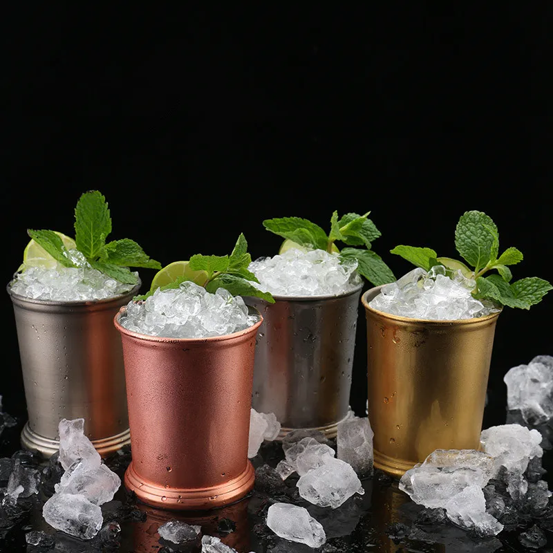 304 нержавеющая сталь Коктейльная чашка мятный Мул Золотая барабанный тип медный