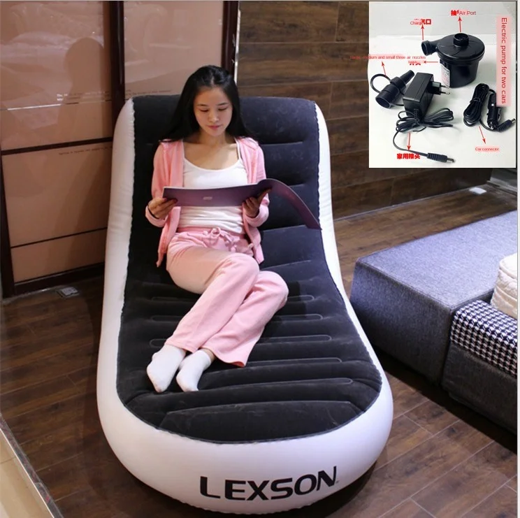 L-shape Foldable Chaise Lounge Chair Lazy sofa bed PVC flocking double inflatable outdoor 165*84*79 |