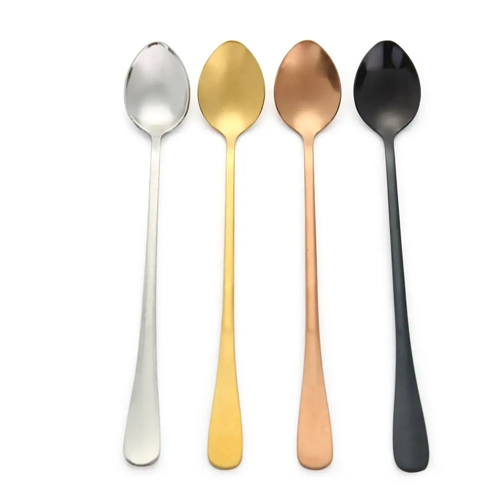 

Stainless Steel Coffee Spoon Long Handle Milk Tea Coffee Stirring Scoop Dessert Cafe Mixing Kitchen Gadgets
