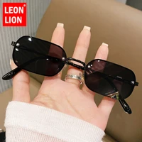 leonlion rimless square sunglasses women 2021 vintage small eyewear for womenmen luxury glasses women retro gafas de sol hombre
