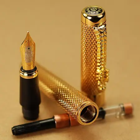Jinhao1200 серебро 18KGP B перо перьевая ручка ДРАКОН РЕЗНЫЕ канцелярские принадлежности Школьные и офисные ручки