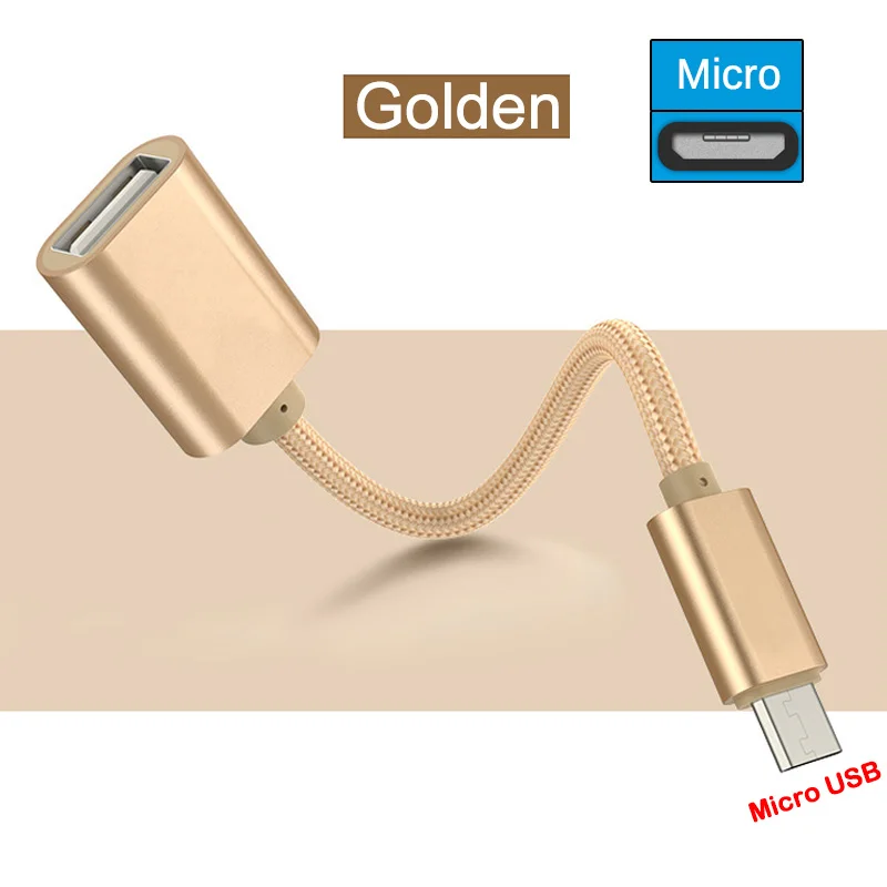 Mi cro USB и type C OTG адаптер для samsung huawei USB OTG кабель для Xiaomi Redmi mi Reader Разъем для Oneplus sony кабель usbc - Цвет: Gold for Micro USB