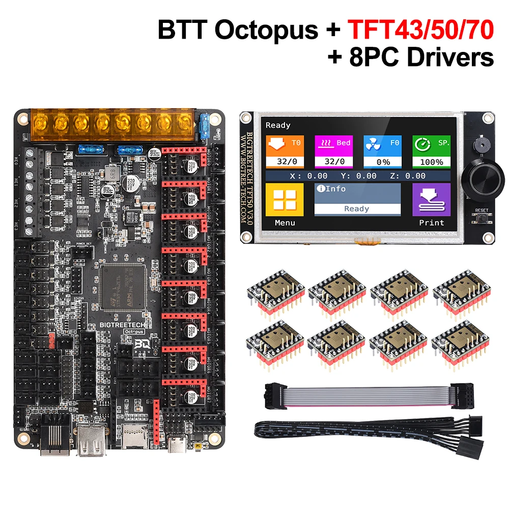 Материнская плата BIGTREETECH Octopus V1.1 + TFT50 V3.0 TFT43 TFT70 TMC2209 BTT запчасти для 3D принтера vs Spider