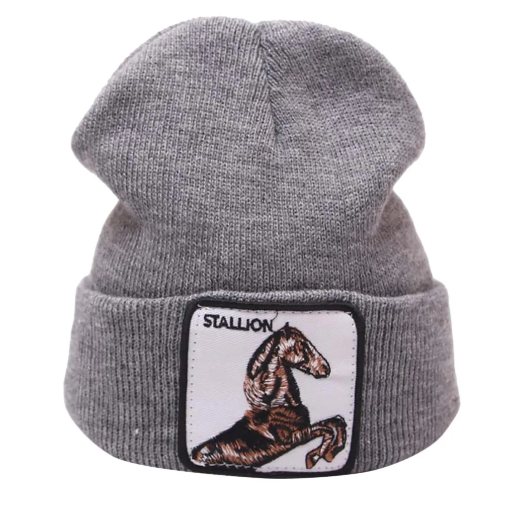 Унисекс ребристые трикотажные с манжетами короткие дыни кепки животный узор