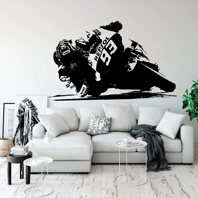 

Motorcycle 93 Wall Decal Bedroom Kids Room MAR C MARQUE Motorbike Autocycle Player Sport Wall Sticker Champion Vinyl Home Decor