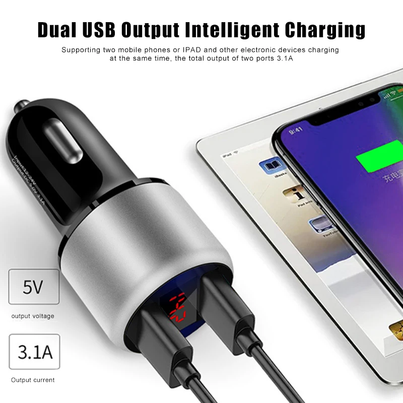 Быстрое Автомобильное зарядное устройство для телефона 2 usb-порта с светодиодный