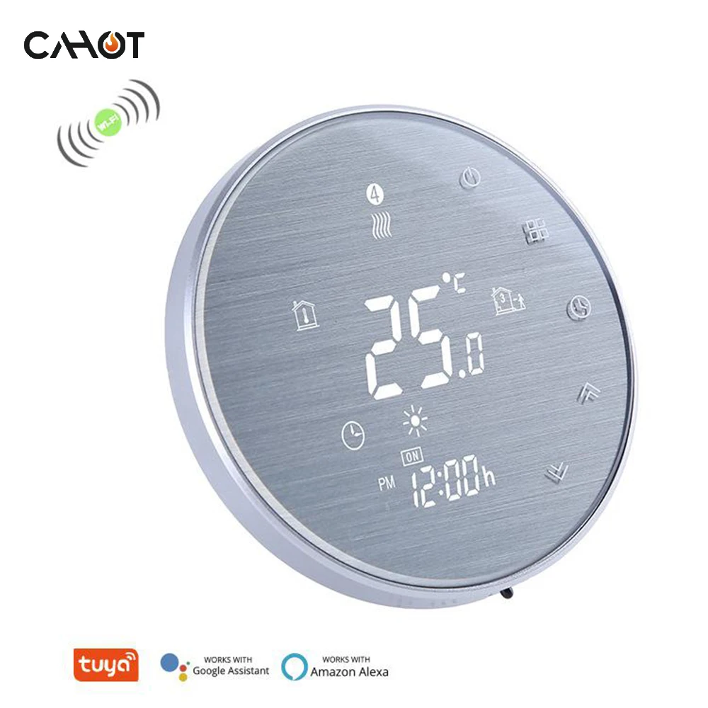 

CAHOT Wifi Smart Water/Gas Boiler Thermostat Tuya Remote Control Backlight Weekly Programmable LCD Touch Screen Controller
