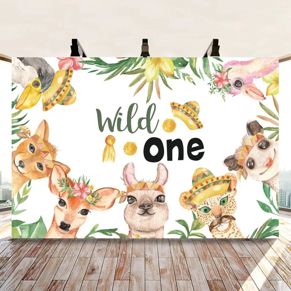 

Birthday Backdrops Wild One Jungle Animals Flowers Tent Safari Party Photography Backgrounds Newborn Photocall Photozone