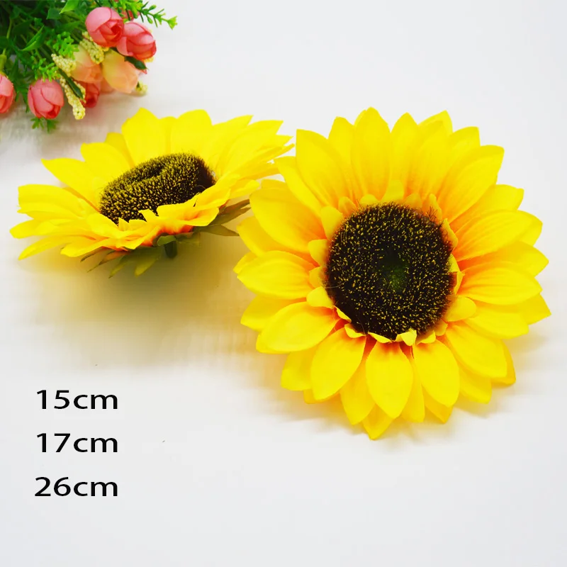 

10Pcs 15-26cm Large Sunflower Head Artificial Silk Flowers for DIY Scrapbooking Wreath Craft Home Wedding Decoration Home decor