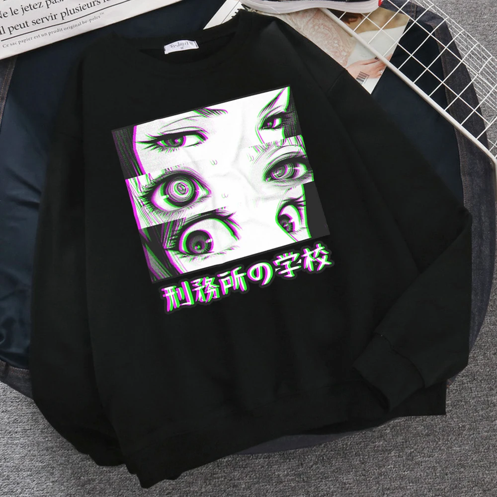 Толстовка мужская с японским аниме принтом грустных глаз комикс пуловер в