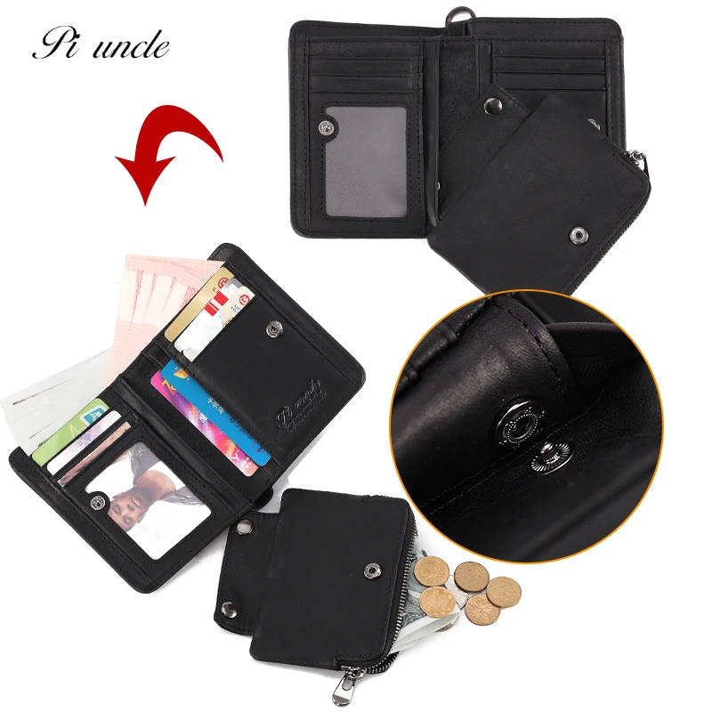 Модный мужской короткий кошелек из натуральной кожи с монетками Карманный