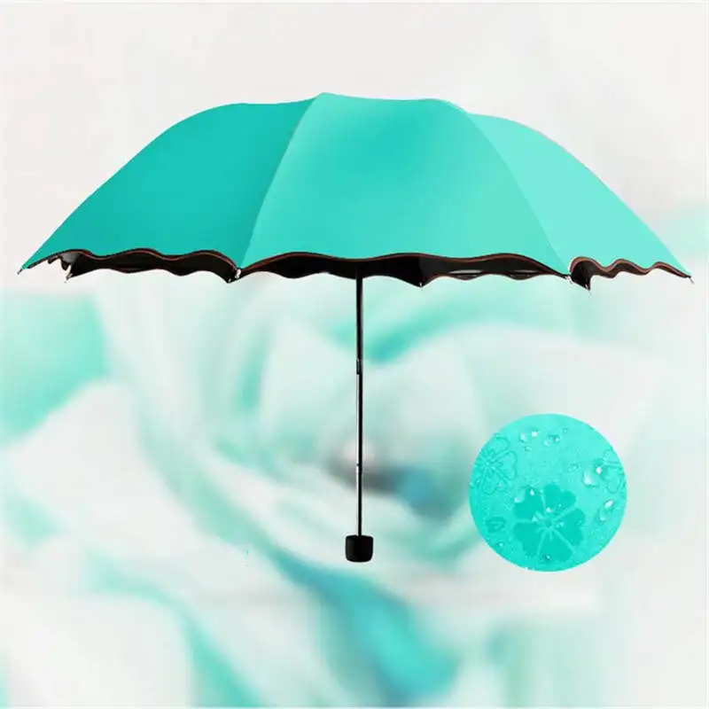 cyan 6 цветов, анти-УФ, водонепроницаемый, портативный, для путешествий, Цветочный зонтик, модный, складной зонтик, для дождя, для женщин, подарок, для мужчин, мини карманный зонтик - Цвет: cyan