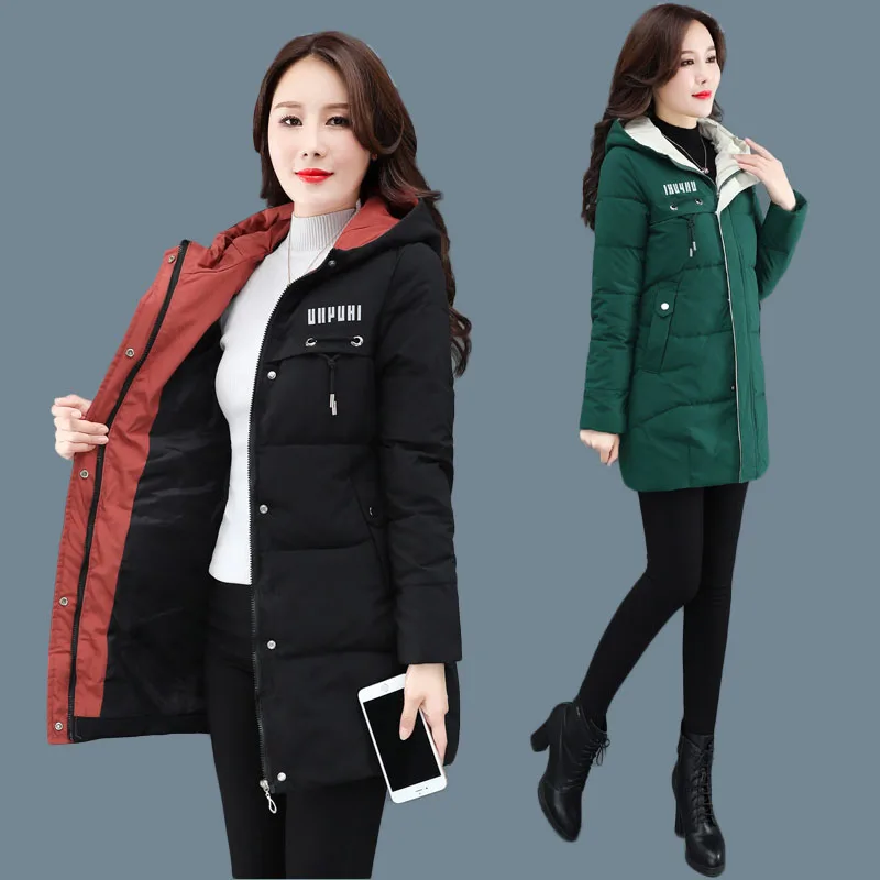 

Women Down Cotton-padded Jacket Parkas Winter Jackets Female Warm Down cotton Jacket Coat Fashion Hooded Loose Cotton Coat R593