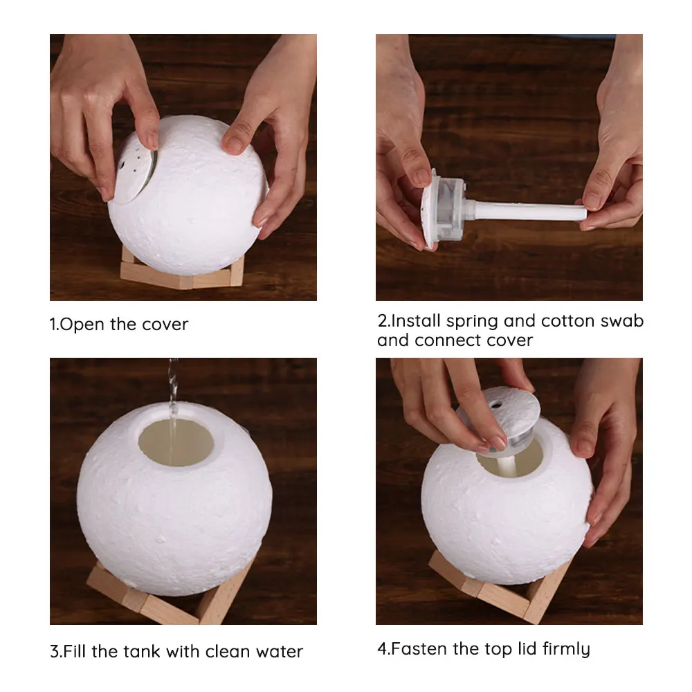 

Rechargeable 880ml USB Moon Aroma Essential Oil Diffuser Air Purifier Ultrasonic Humidifier Mist Aromatherapy For Home Office