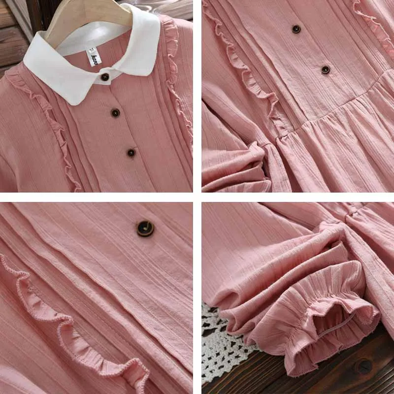 Trytree/осеннее женское платье повседневное однотонное с отложным воротником