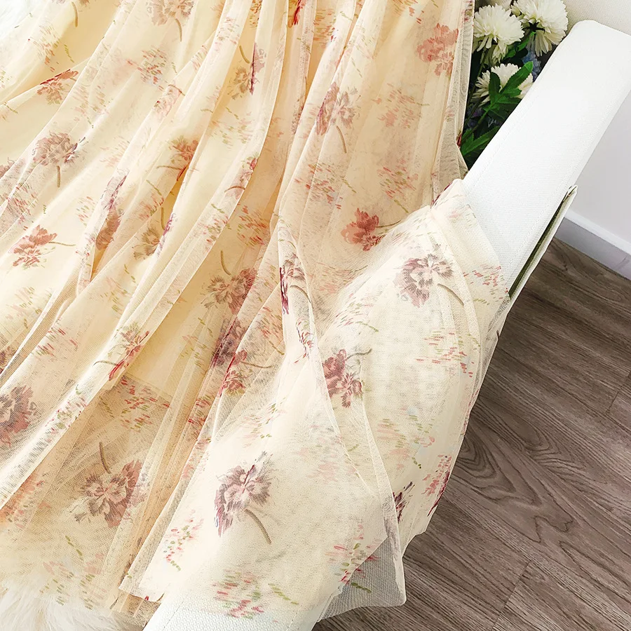 REALEFT новые весенне летние сетчатые юбки трапециевидной формы с цветочным принтом