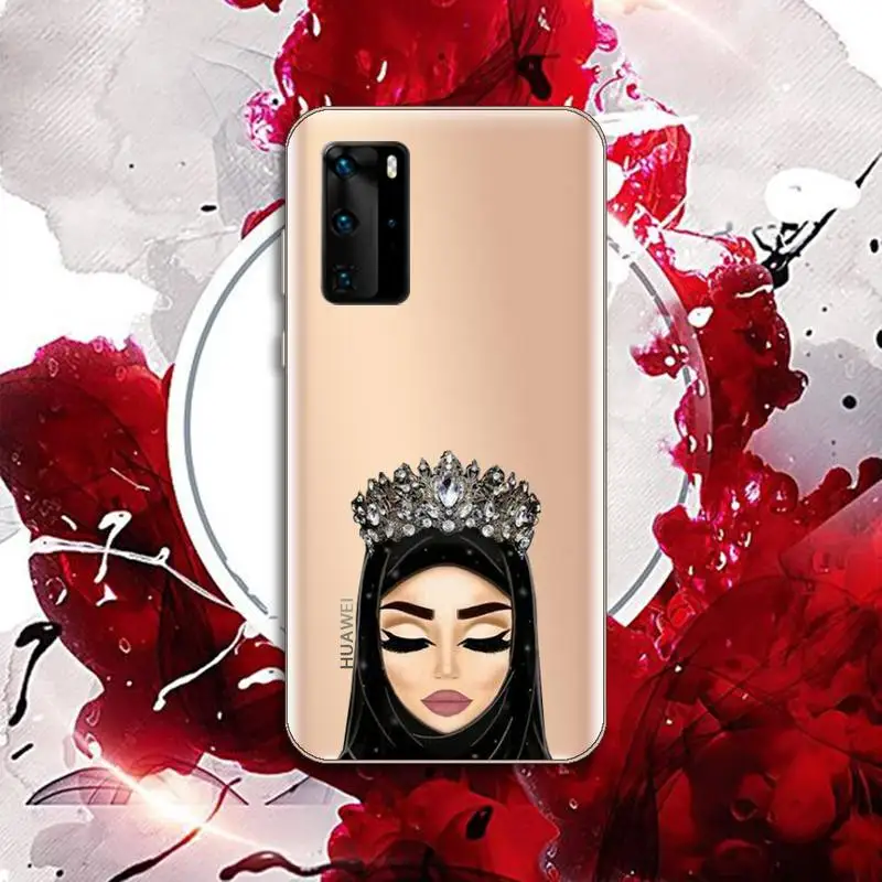 

Muslim Islamic Arab Hijab Face Girl Eyes Phone Case Transparent for Huawei P honor 8 10i 20 30 40 smart 2019