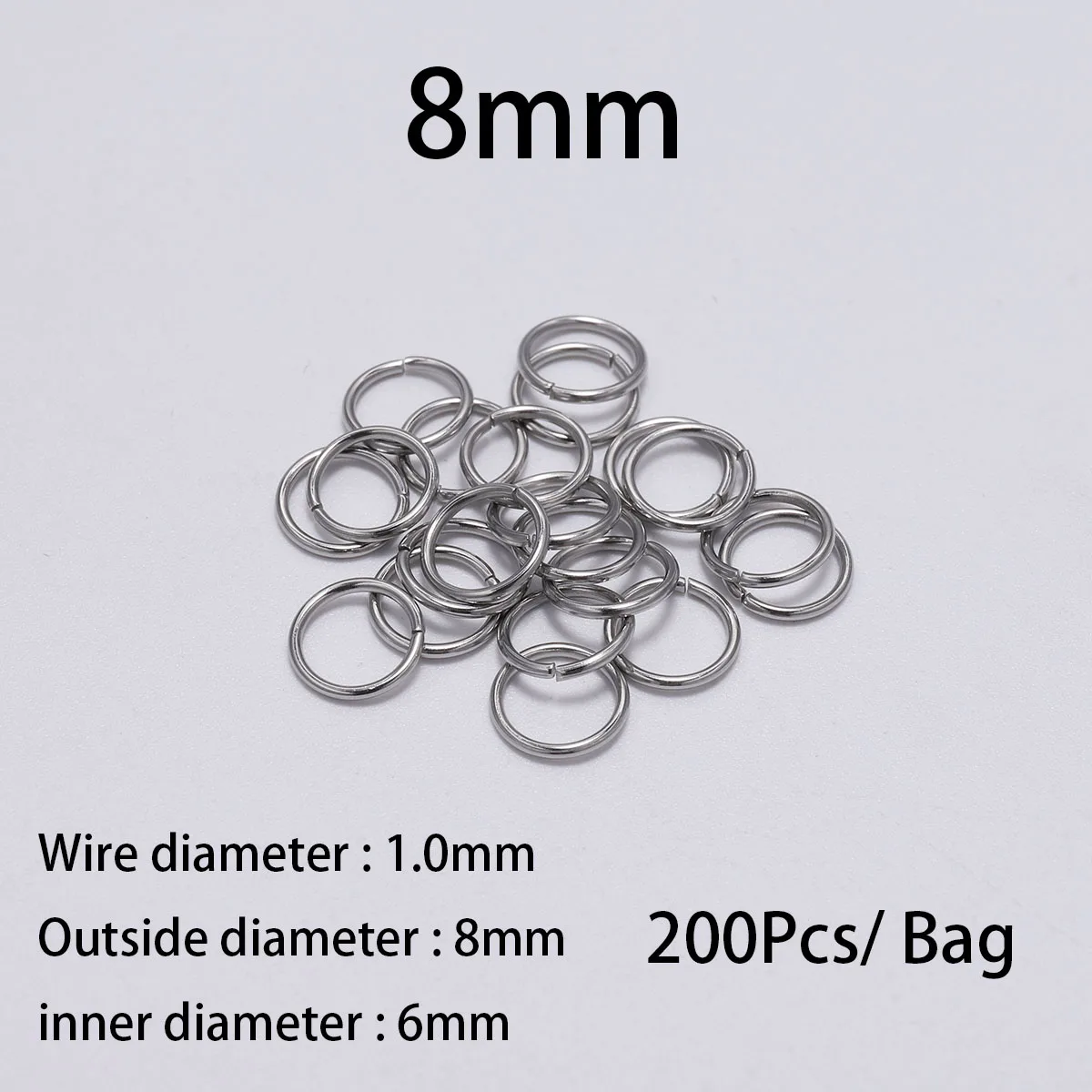 100-200Pcs Dia 3-15mm Stainless Steel Split Open Single Loops Jump Rings Connectors For DIY Jewelry Making Findings Accessories