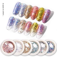 1 box nails art decorations nail holographic glitter flakes powder 3d hexagon colorful sequins spangles polish manicure