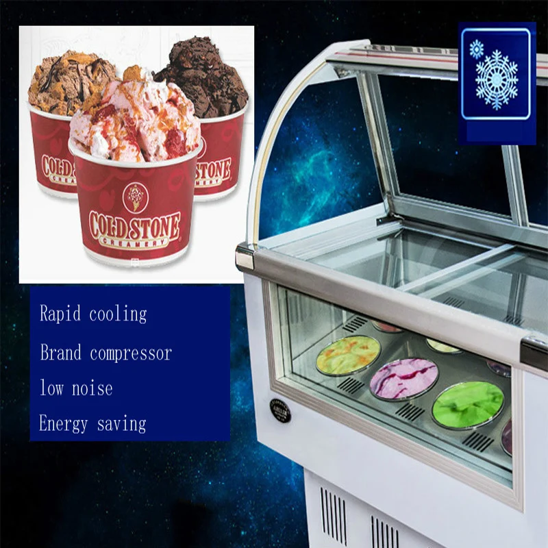 Новый счетчик мороженого морозильная камера четырех цветов стеклянная дверь