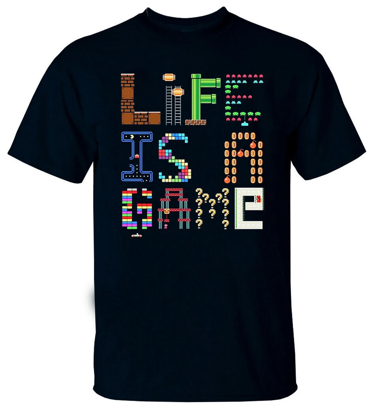 Футболка с принтом GAME Life is a Game GRAPHIC NES NINTENDO черно-белая S-3XL свободного стиля |