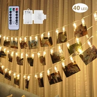 6m 40 led waterproof ir remote control 8 functions led photo clip remote string light for christmas wedding home fairy light