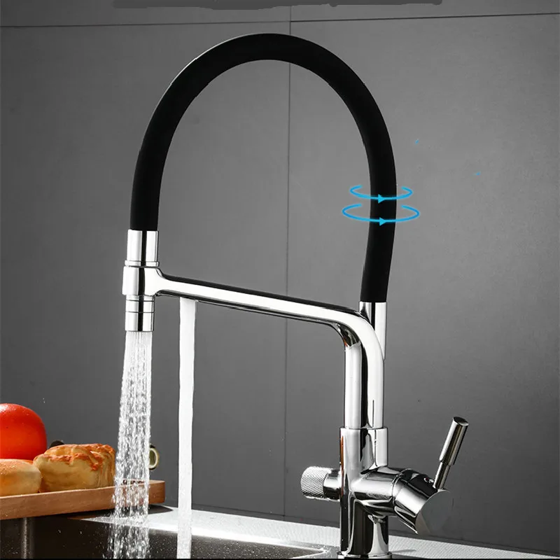 

Kitchen Faucet Brass Chrome/Black/Nickel/White Double Use Hot/Cold 360 Kitchen Sink Faucet With Direct Drink Faucet Deck Mounted