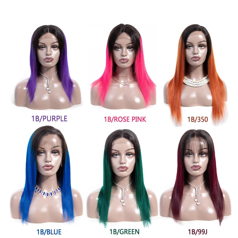 Накладные человеческие волосы 1B/синий/фиолетовый/зеленый/красный прямые