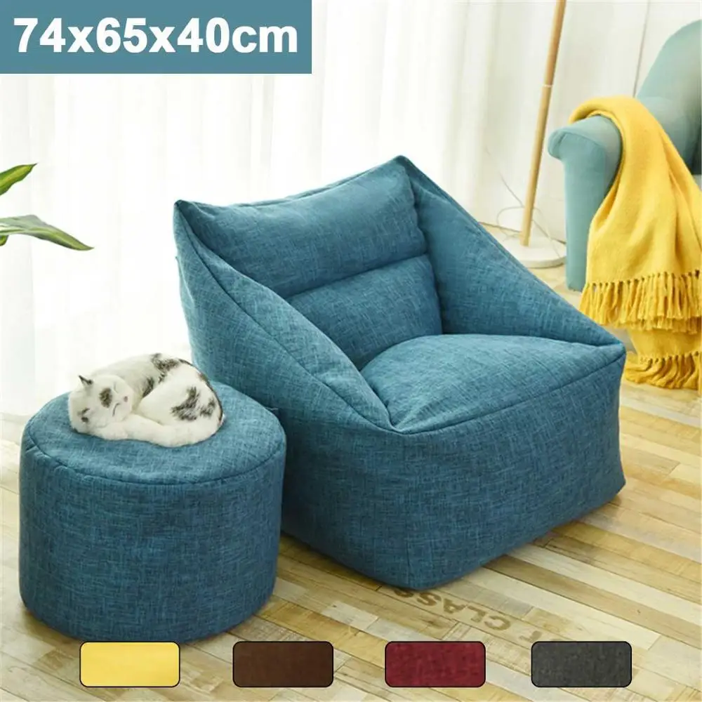 

New Washable Armchair bean bag cover Cozy Game Bedroom Furniture Adults lazy Puff sofa Lounger Tatami