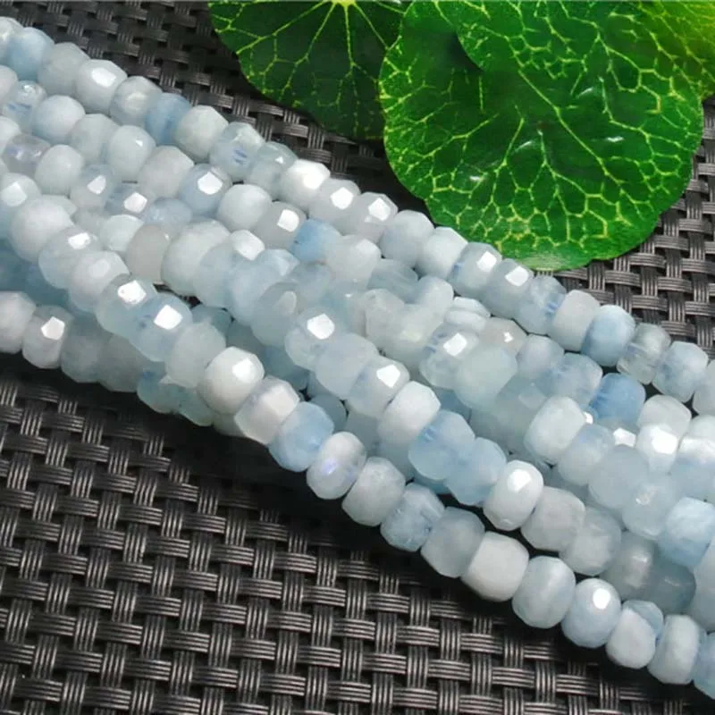 

4x6mm-5x8mm Natural Faceted Aquamarine irregular round Stone Beads For DIY necklace bracelet jewelry making 15 "free delivery