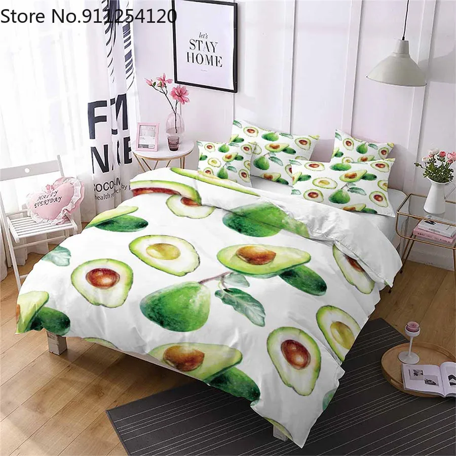 Комплект постельного белья из 2/3 предметов с принтом фруктов и авокадо | Дом сад