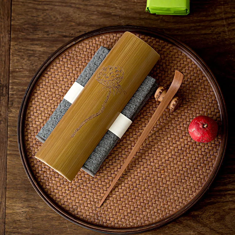 

3pc/Set Natural Bamboo Tea Scoop Handmade Engrave Lotus Coffee Tool Vintage Tea Accessories Set Chahe Cha Ze Tea Needle Teaware