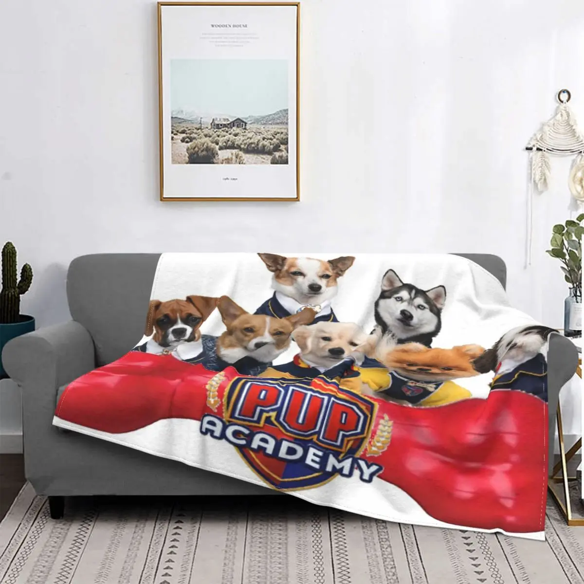 

Pup School-Manta a cuadros para cama, manta de Anime, manta double para Baby