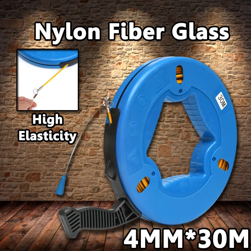 

Fish Tape Cable Puller 4mmx30m Cable Fiberglass Fish Tape Reel Puller Nylon Metal Wall Wire Conduit For Heavy Duty Wire Pulls