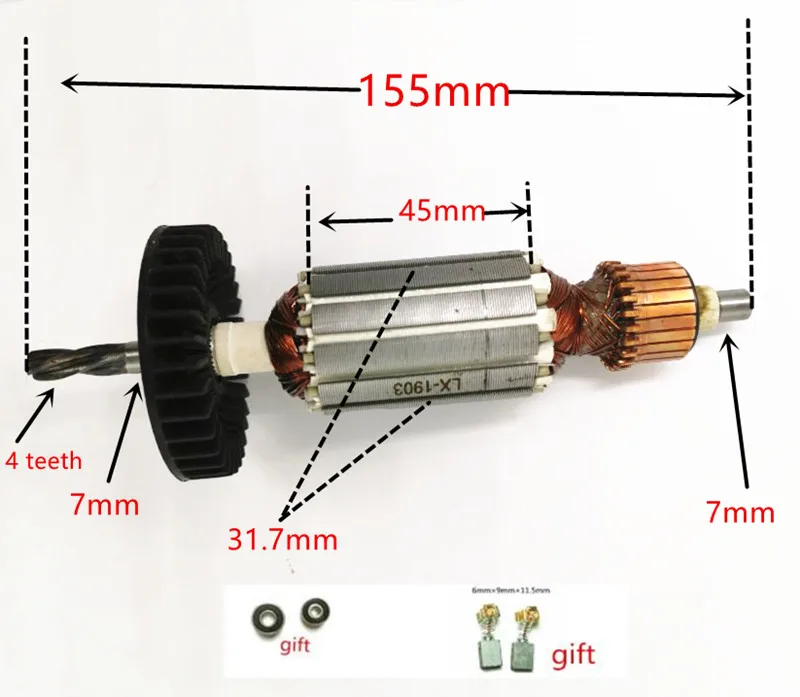 Сменный Ротор двигателя Makita HP1620 HP1641 HP1640 HP1621 HP1641F HP1621F с 4 зубцами для арматуры|motor
